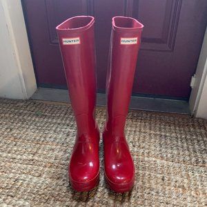Gloss Red Tall Hunter Rain Boots